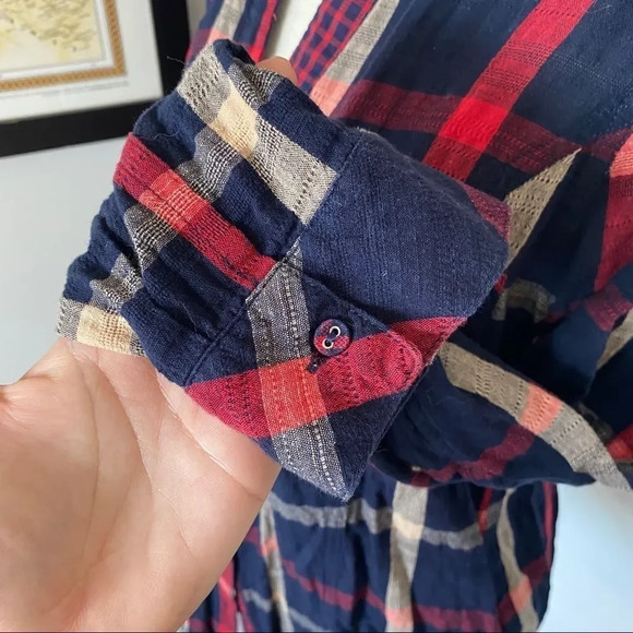 Skies Are Blue Lawler Plaid Navy and Red Long Sleeve Shirt - Picture 5 of 12